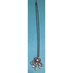 Rhinestone Heart Dangle Pendant Necklace‎ Adjustable Vintage Stunning Cosmetic